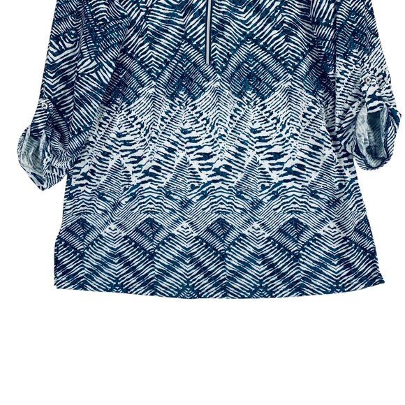 v- neck zipper collar 3/4 sleeve t-shirt top  blouse size med Marie Claire - Picture 7 of 16